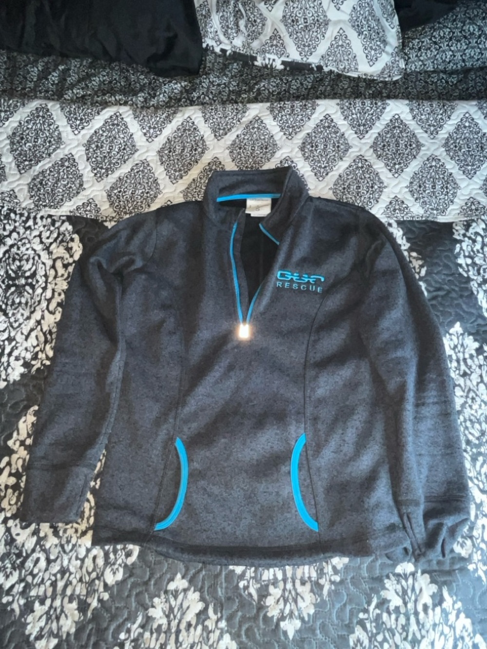 Gray Pullover Jacket with Blue Trim - Rescue Logo